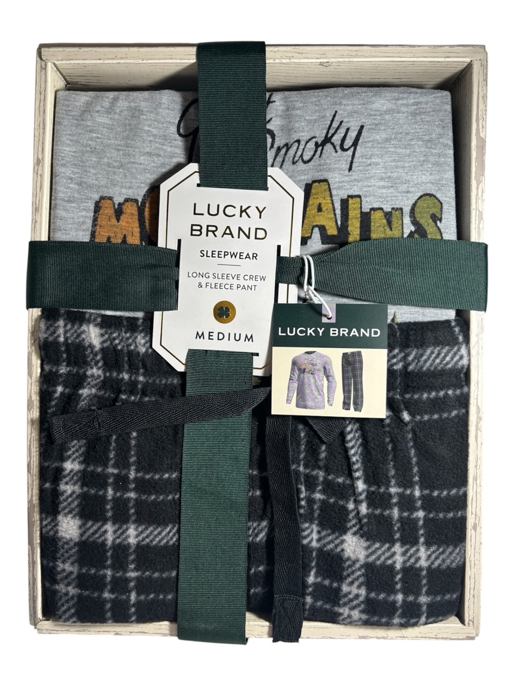 Lucky Brand Men’s Sleepwear Long Sleeve Crew and Fleece Pants Size Medium